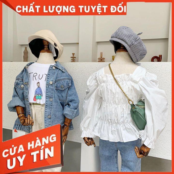 Sơmi cho bé gái Sơmi kiểu dáng xun cổ vuông cách điệu hot trend 2020