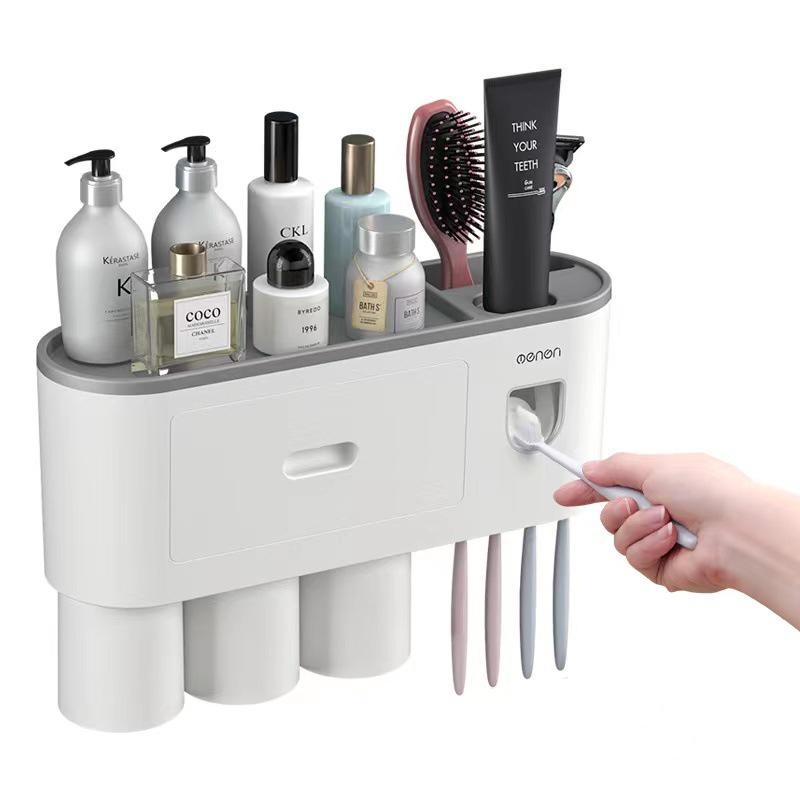Kệ Để Đồ Nhà Tắm, Kệ Để Mỹ Phẩm, Nhả Kem Đánh Răng Tiện Ích Loại 3 Cốc