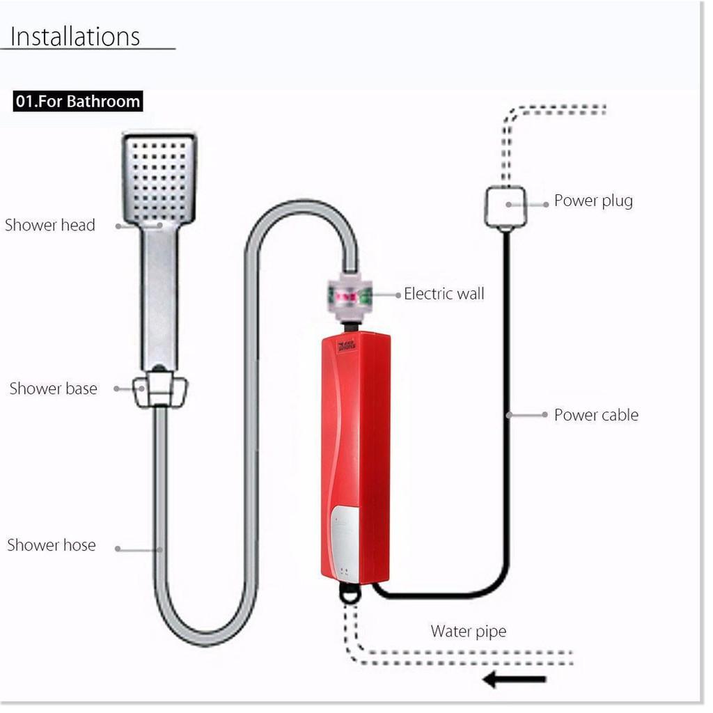 Bộ máy nước nóng lạnh IPP 3000w nhỏ gọn kèm Vòi sen (Trắng)