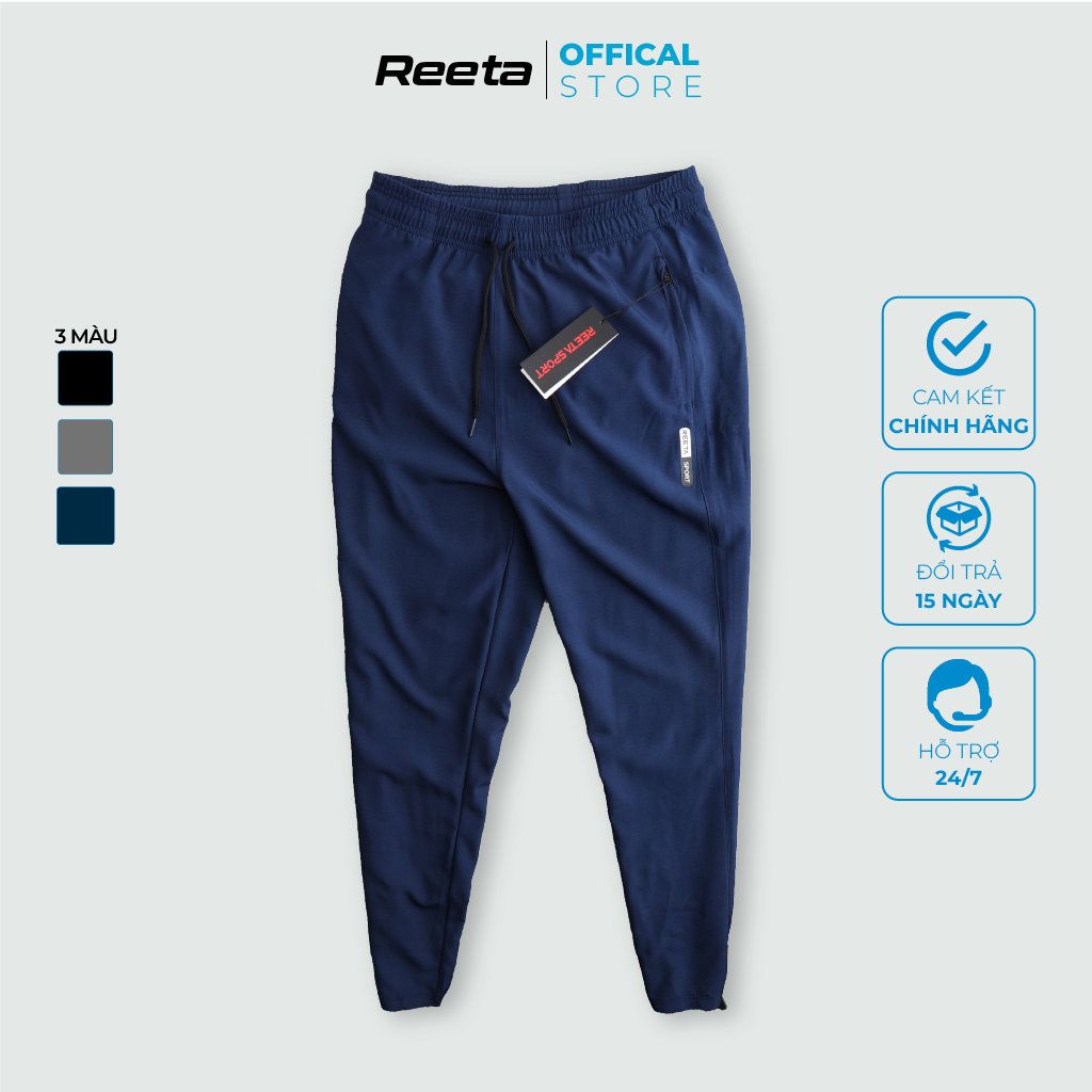 Quần dài thể thao nam REETA, Logo in sắc nét, thiết kế 3 túi và khóa kéo tiện lợi phù hợp đi tập và đi chơi - A1782