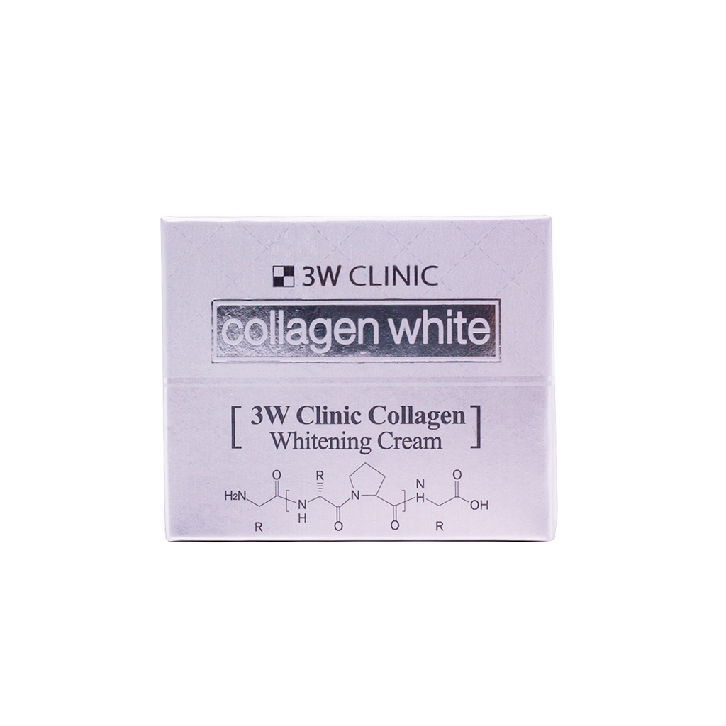 Kem Dưỡng Ẩm Trắng Da Hàn Quốc Cao Cấp Whitening Cream 3W Clinic Collagen (60ml) + Tặng Bông Bọt Biển Massage Mặt Cao Cấp Hàn Quốc Mira (6 miếng/bịch) – Hàng Chính Hãng