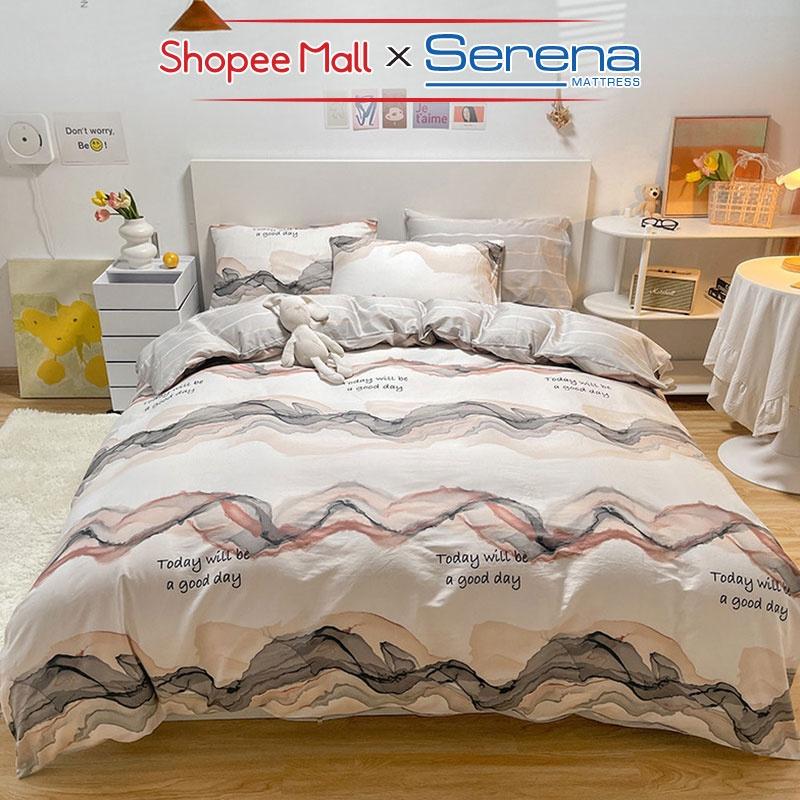 Chăn Ga Gối Nệm 5 Món Cotton Living SERENA Chính Hãng Bộ Ra Grap Gối Đệm Nệm Trải Phủ Bọc Giường Trần Bông Cao Cấp Full