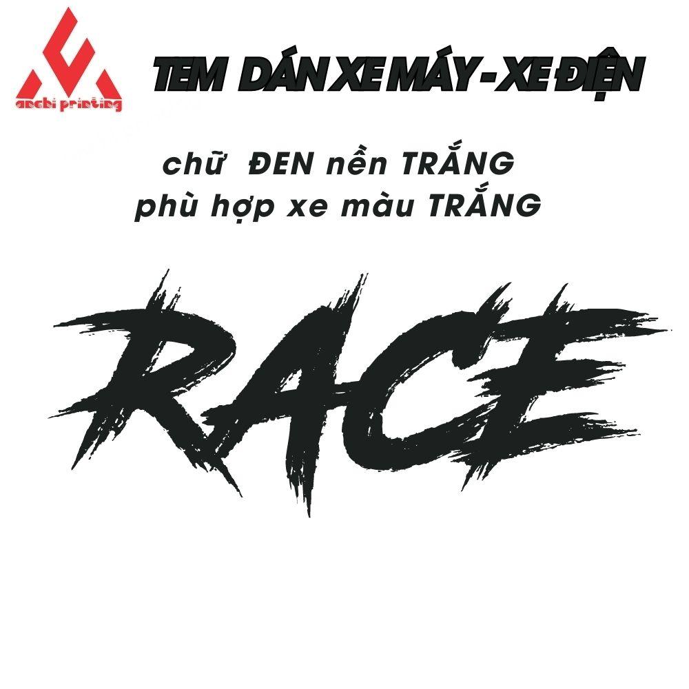 Tem dán xe, sticker dán xe máy xe đạp điện chữ RACE, TAFU, DINO chất liệu chống nước,chống rách - ANCHI PRINTING - Chữ Xanh nền Trắng