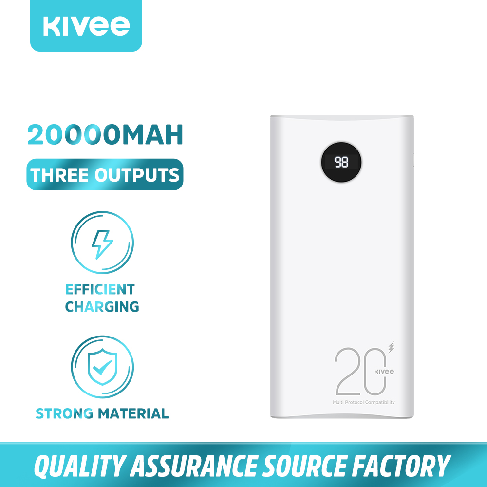 Pin sạc dự phòng Kivee-PT208D 20000mah 22.5W với cổng USB kép + có màn hình hiện thị lượng pin + Dung lượng chuẩn 100%