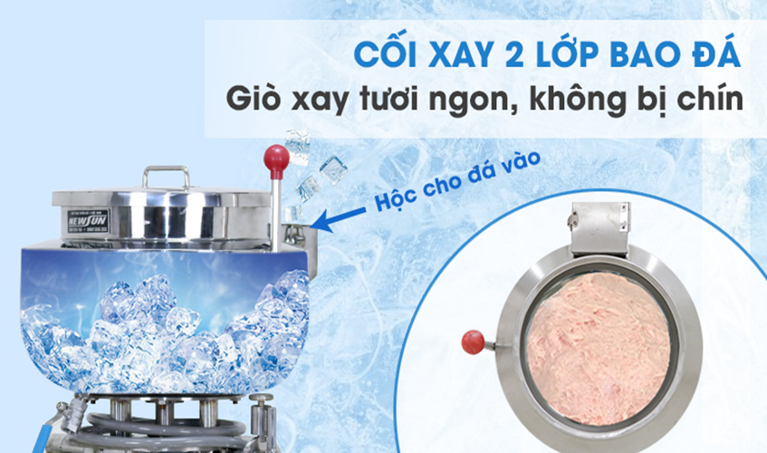 Máy Xay Thịt Làm Giò Chả, Xay Ruốc, Xay Cua, Xay Cá Công Nghiệp NEWSUN 15 Kg/ Mẻ - Hàng Chính Hãng