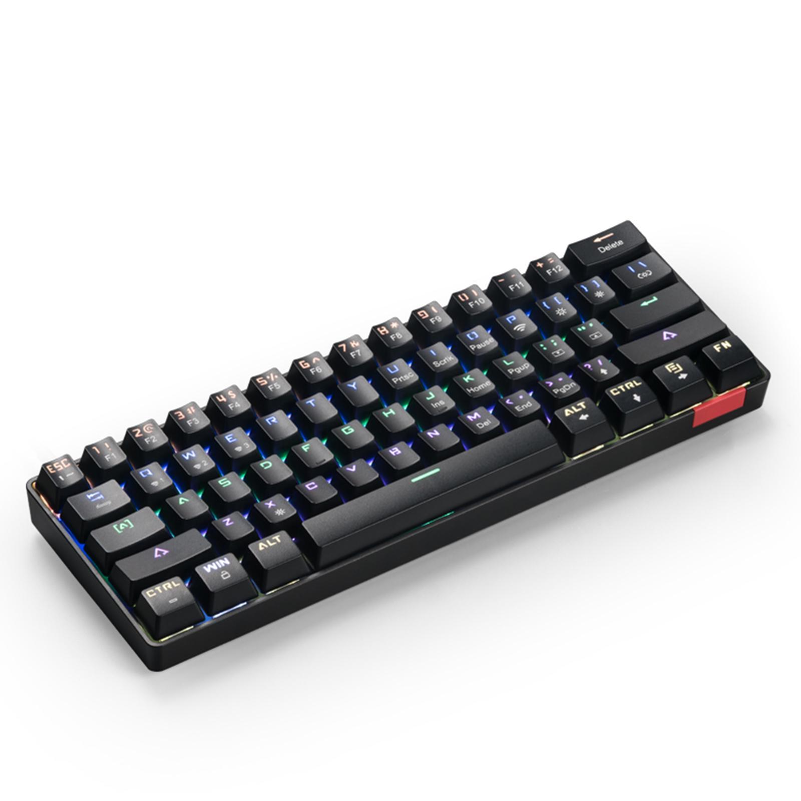 DIK61 Wireless 60% Mechanical Gaming Keyboard, Compact Bluetooth Mechanical Keyboard Blue Switches, 61 Keys, Compatible for Multi-Device Connection