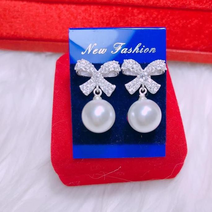 BÔNG TAI BẠC TA - BÔNG TAI NƠ TO GẮN ĐÁ -