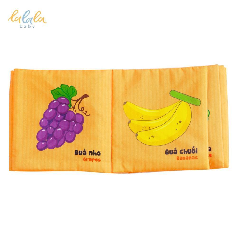 Combo 2 cuốn sách vải Lalala baby, kích thích đa giác quan, kích thước 15x15cm 12 trang