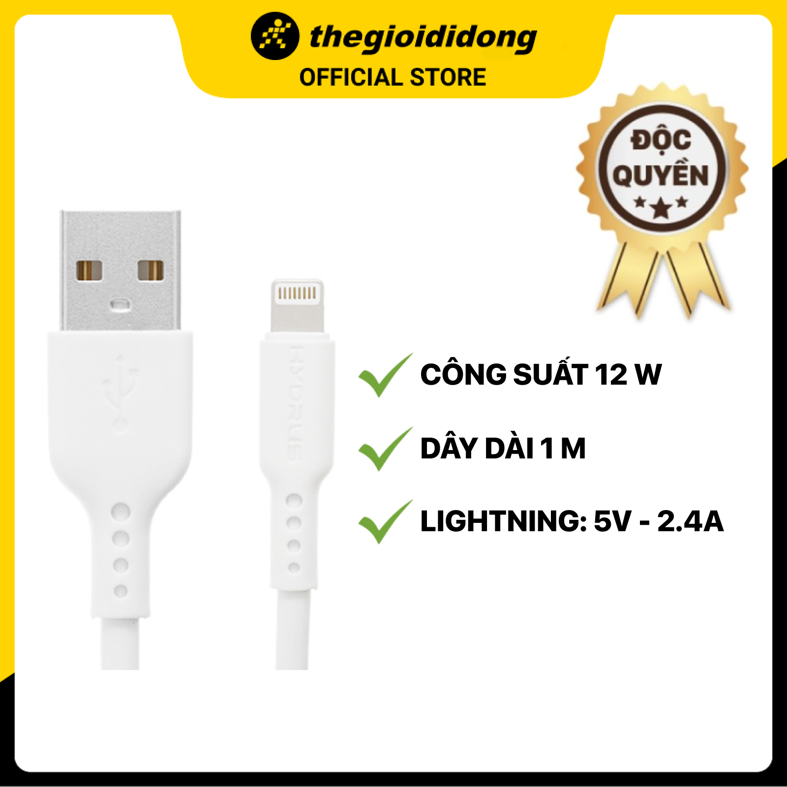 Cáp Lightning 1m Hydrus DR-L03 - Hàng chính hãng