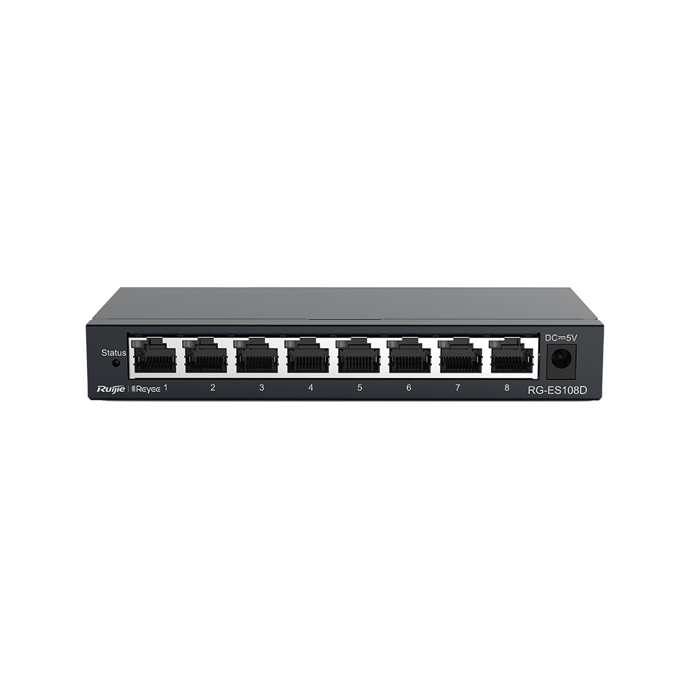 Bộ Chia Mạng 8 Cổng Sắt 1000Mbps RUIJE RG-ES108GD - Switch 8 Port Gigabit - Hàng Chính Hãng