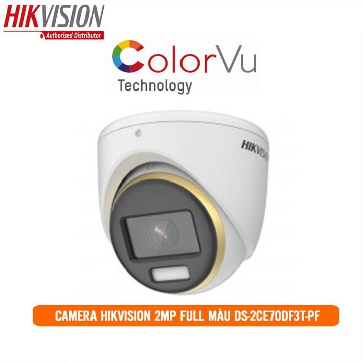 Camera Dome HDTVI ColorVu 2MP HIKVISION DS-2CE70DF3T-PF - Hàng Chính Hãng