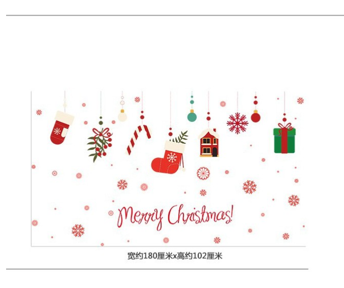 Decal dán tường trang trí - rèm dây treo quà và vớ noel vui nhộn