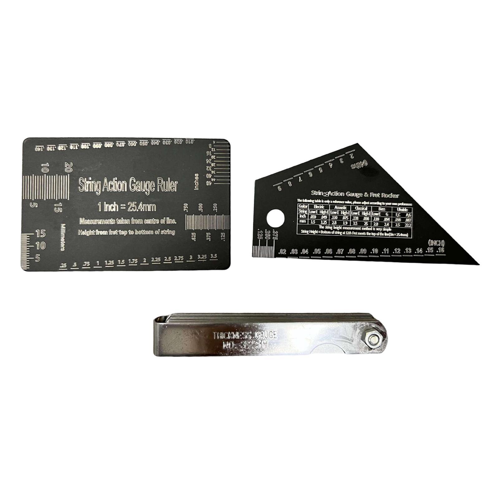 3Pcs Multifunctional Guitar Fret Rocker Luthier Tool for Electric Bass