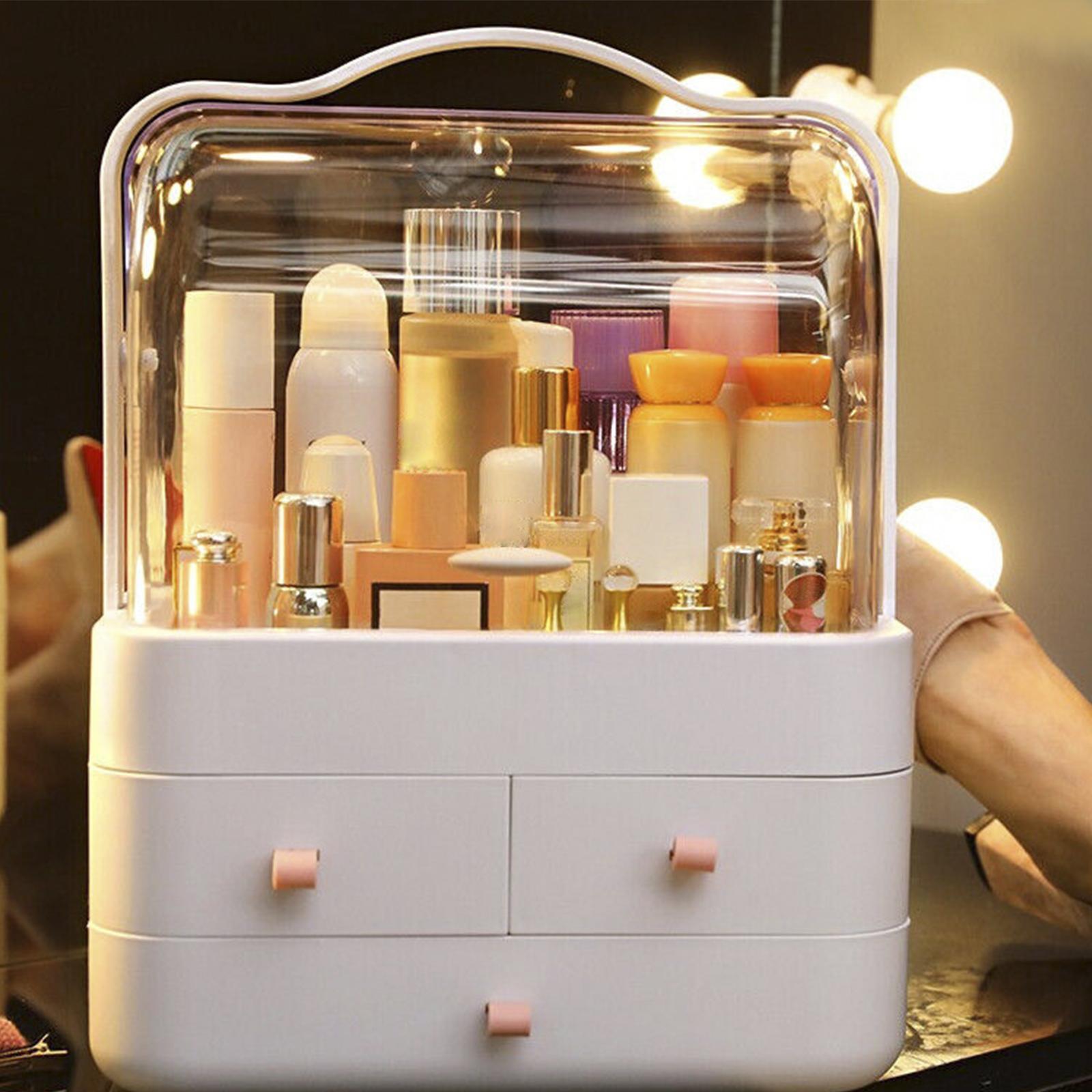 Desk Organizer with Drawer Makeup Storage Organizer Storage Drawers Case Makeup Holder Cosmetic Organiser Case for Desk Dorms Dressing Table