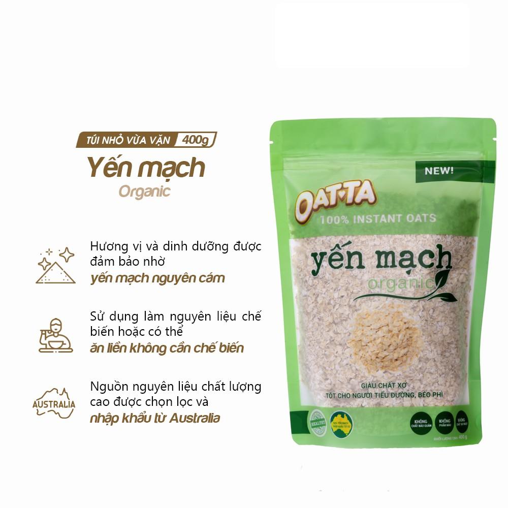 Ngũ Cốc Yến Mạch Organic  OATTA Nguyên Cám Thơm Ngon Thích Hợp Cho Người Giảm Cân Túi 400g