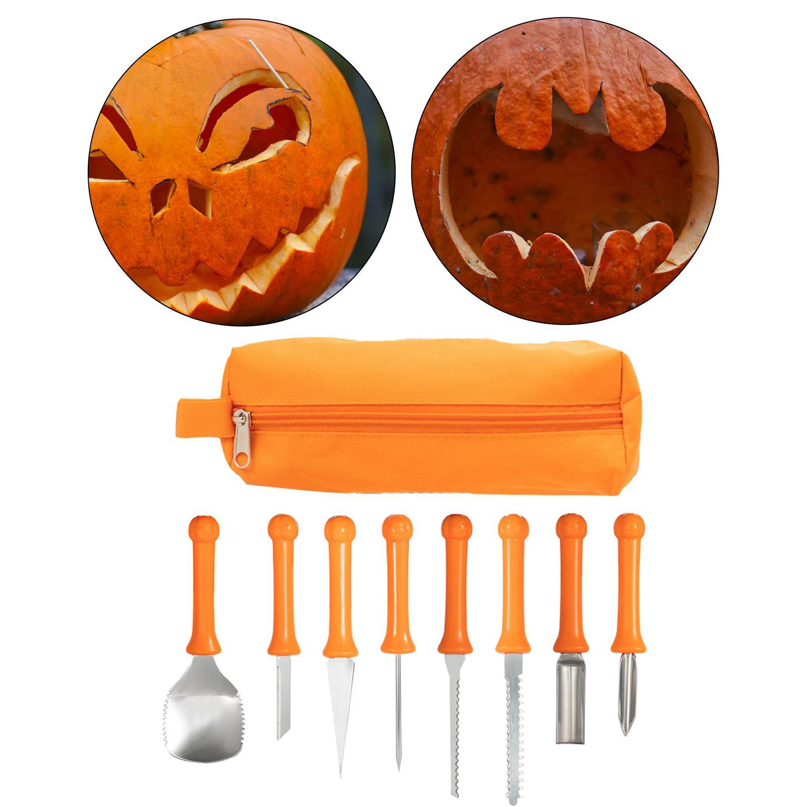 8 Pieces Pumpkin Carving Kit Carving Set Heavy Duty Stainless Steel Sculpting Tools Carver Set for Halloween Pumpkin Lantern DIY Kids Adults