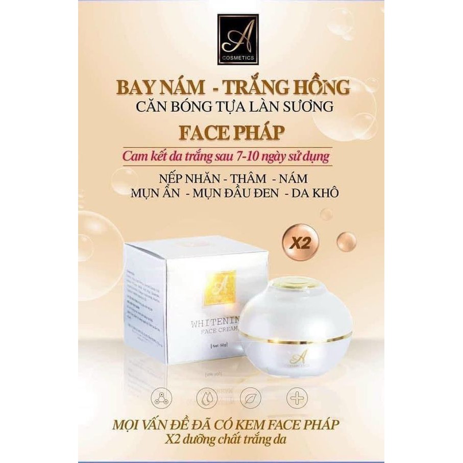 Kem Whitening Face Cream Acosmetics - Kem dưỡng trắng da mặt  - Giúp ngăn ngừa mụn, thâm nám tàn nhang,Hiệu quả chỉ sau 1 tuần