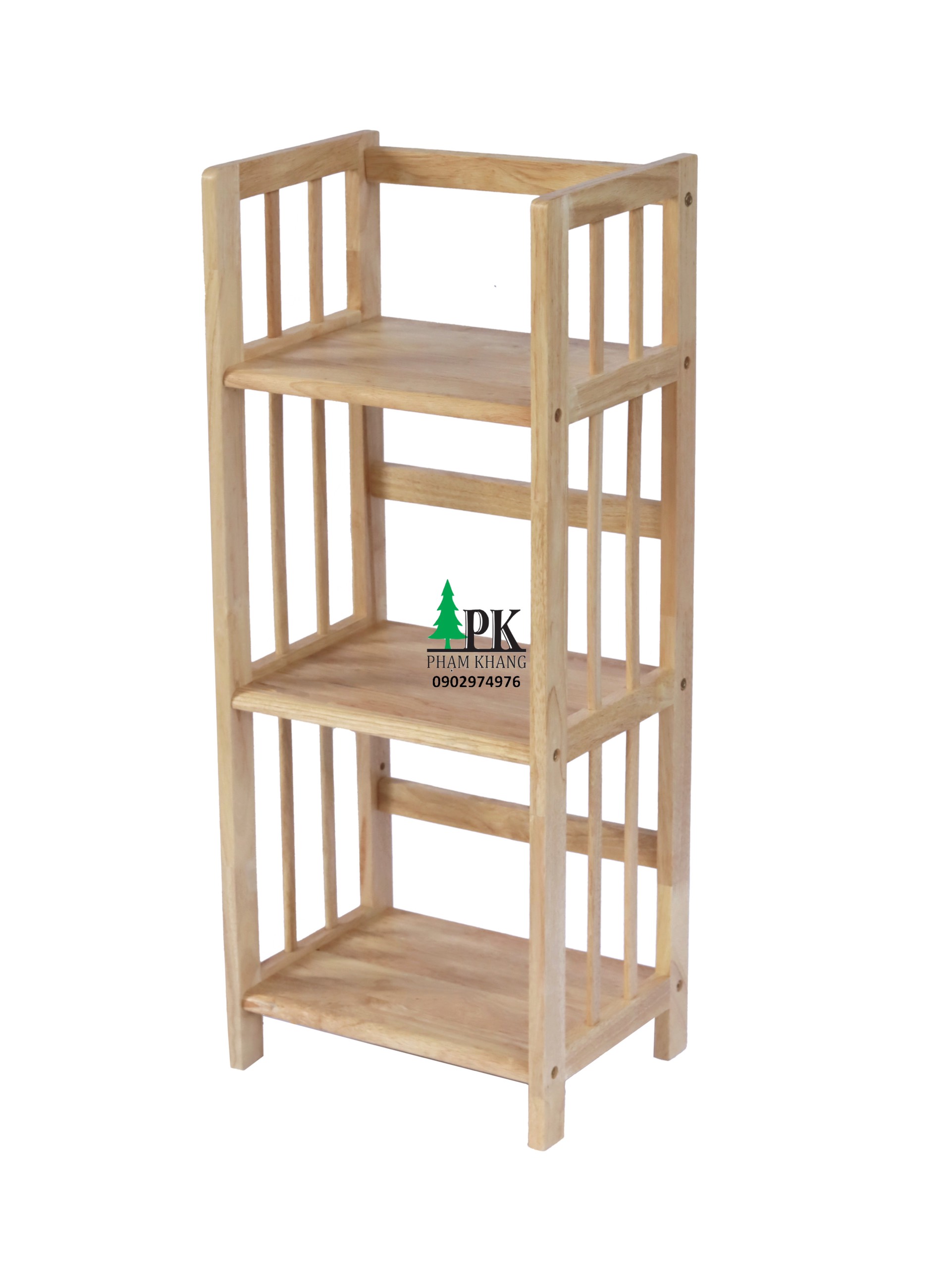 Kệ sách gỗ Phạm Khang 3 tầng rộng 38cm màu tự nhiên