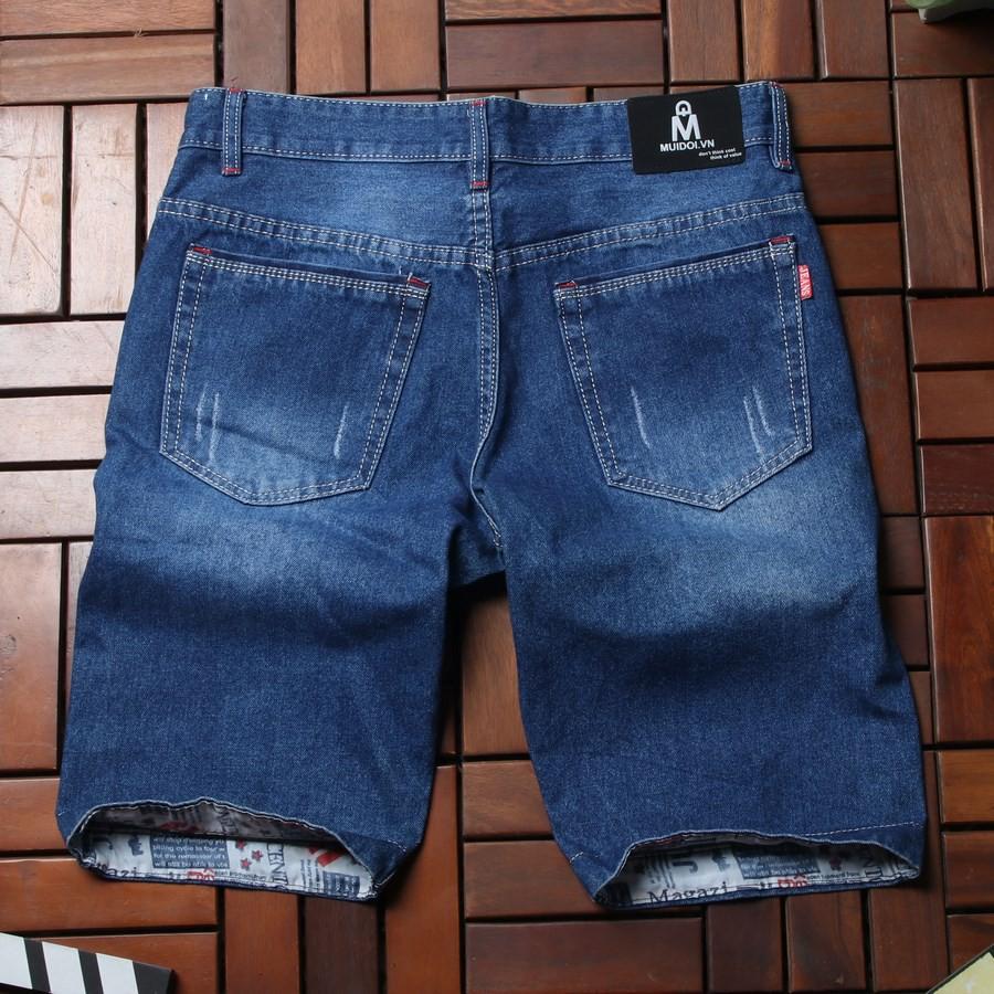 Quần short jean nam xanh cào xước GN37 Gấu Nâu