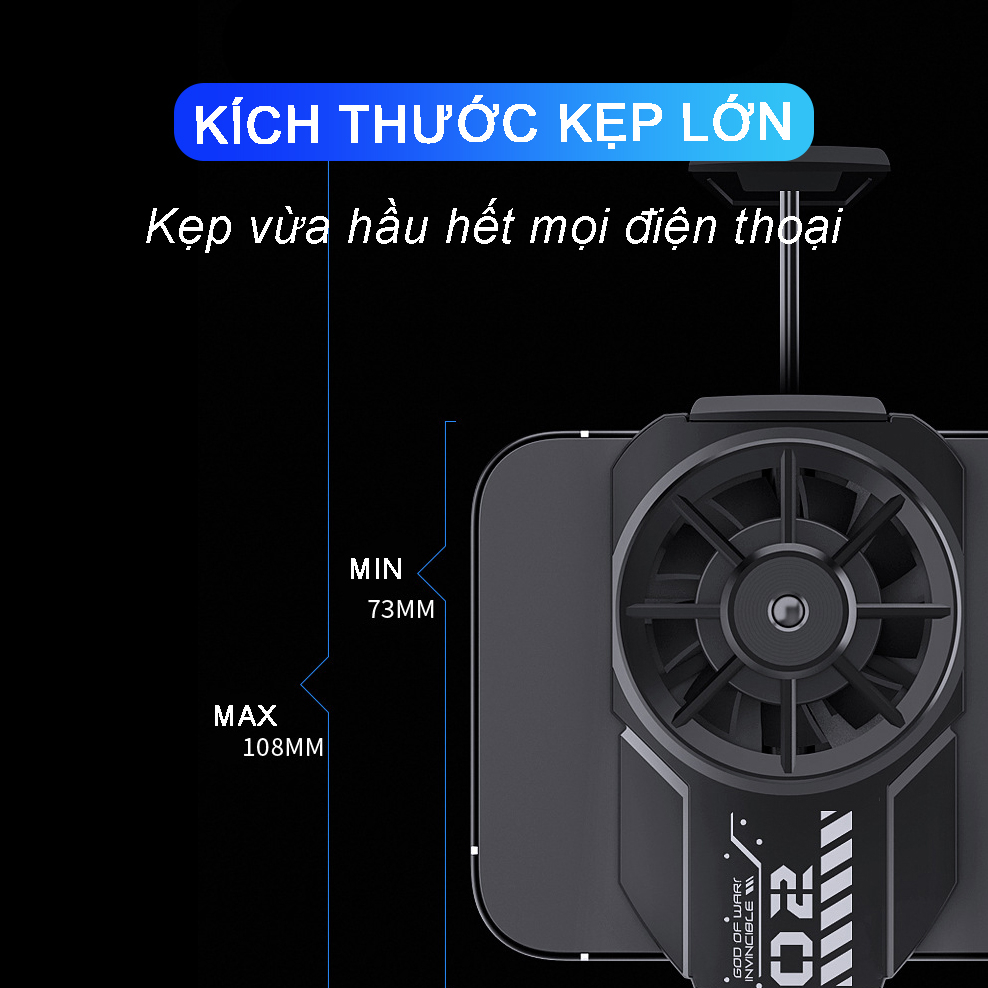 Quạt tản nhiệt điện thoại Memo FLA2 - Quạt gaming làm mát nhanh trang bị đèn Led RGB chuẩn gaming - Hàng nhập khẩu