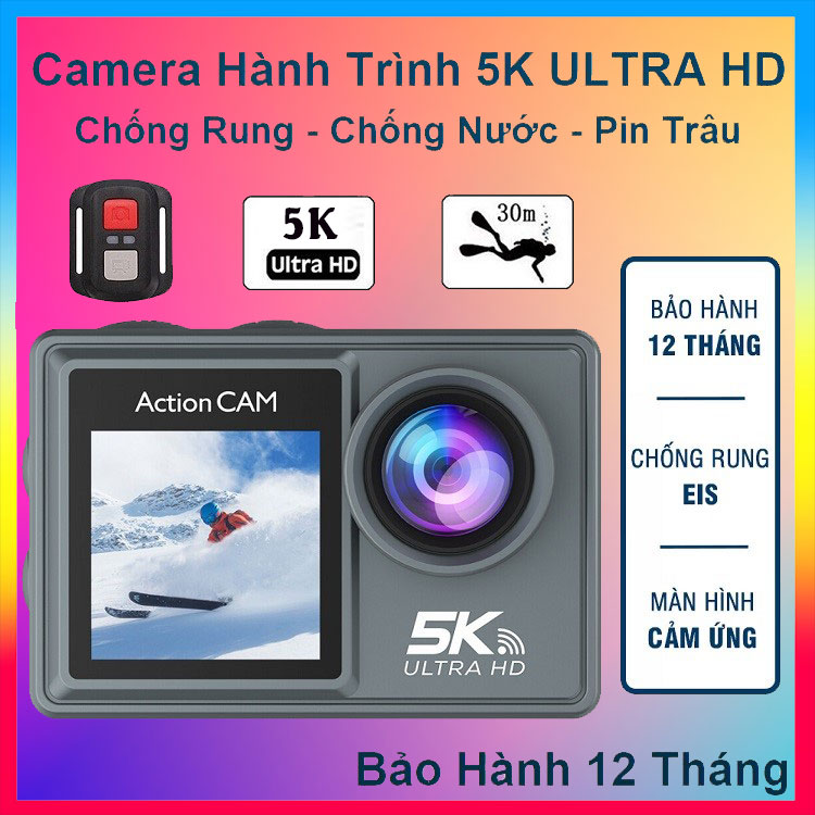 Camera Hành Trình 5K Siêu HD, Camera Giám Sát Hành Trình Ô Tô, Xe Máy Chống Nước, Chống Rung, Pin Siêu Trâu