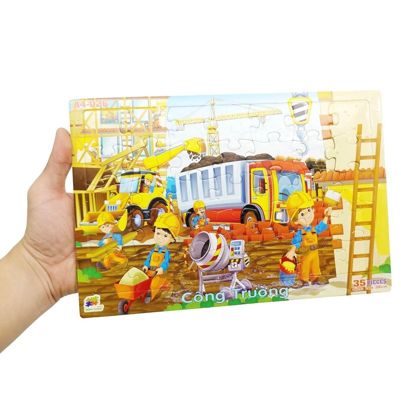 Bộ Xếp Hình Khổ A4 Puzzle Minh Châu 35-026 - Công Trường