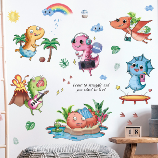 Decal trang trí tường - Những chú khủng long party