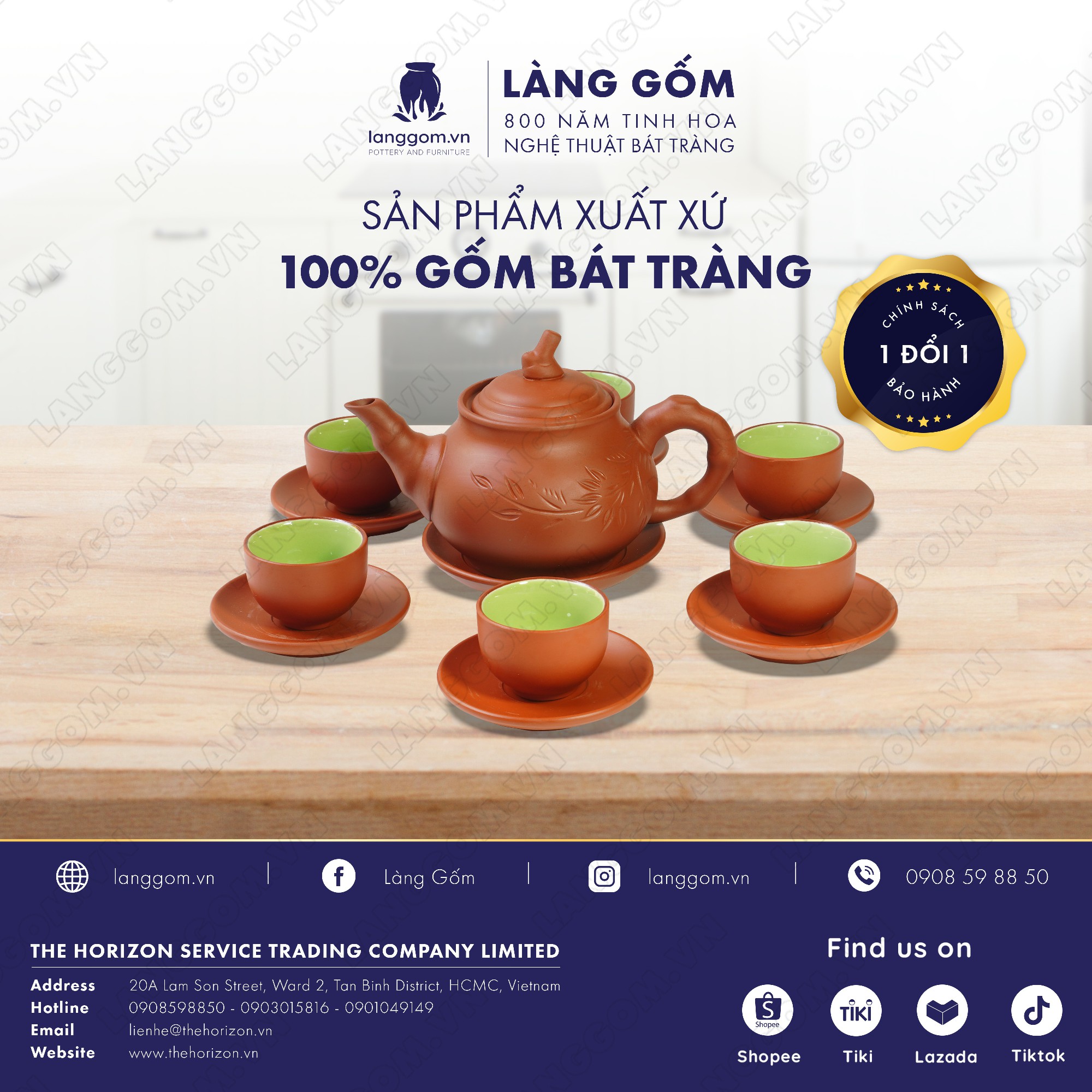 Ấm trà đất nung Mộc Tử Sa màu đỏ kiểu họa tiết hoa ban, gốm sứ Bát Tràng cao cấp - LÀNG GỐM