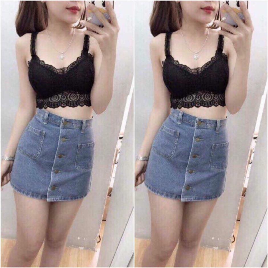 Áo bra ren nhún mặc trong áo vest