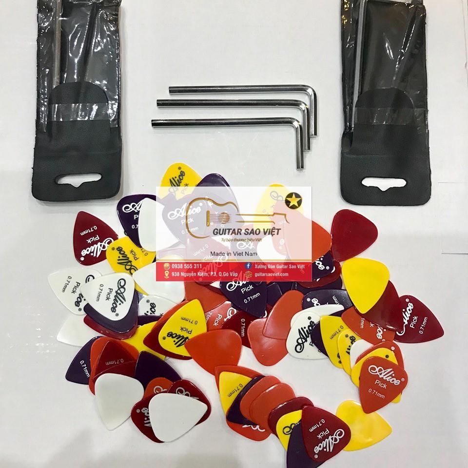 Combo phụ kiện guitar bộ 3 pick gẩy và lục giác chỉnh cong cần