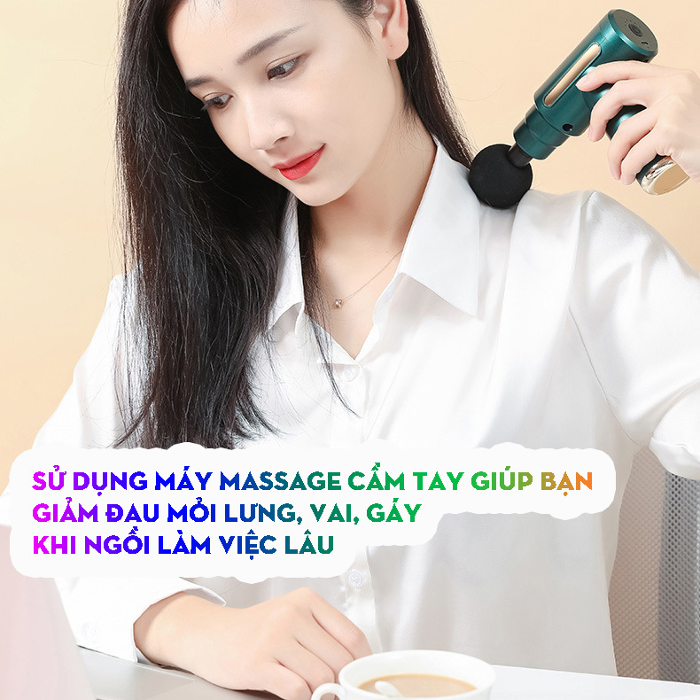 Máy massage mini cầm tay BX720 Mát xa 6 cấp độ, hỗ trợ maassage chuyên sâu, giảm đau cơ, cứng khớp hiệu quả nhanh chóng, đi kèm 4 đầu chuyên dụng - Quà tặng cho sức khỏe hàng nhập khẩu
