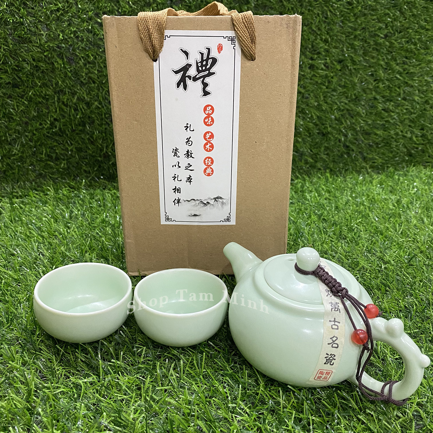 Bộ Ấm chén du lịch bằng Gốm sứ cao cấp, có hộp xách tiện lợi, Dung tích ấm 160ml; Thích hợp đi du lịch, dã ngoại - Bộ ấm chén pha trà du lịch