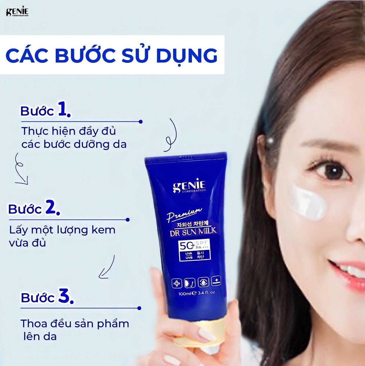 Kem chống nắng phổ rộng đa chức năng Dr Sunmilk Premium Genie SPF 50 PA+++ 100ml
