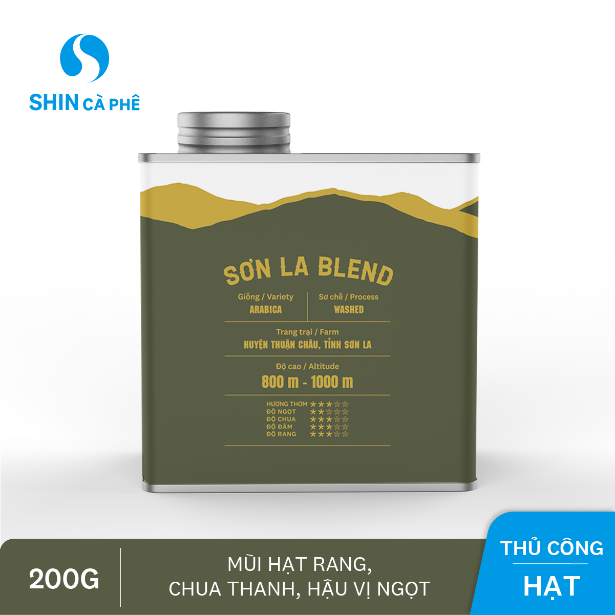 SHIN Cà Phê_Cà phê thủ công Sơn La Blend hộp thiếc 200g