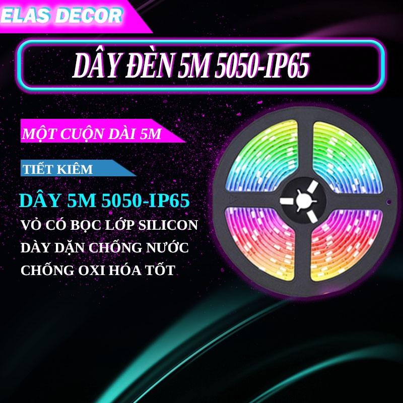 Dây Đèn Led Dài 5M Đổi Màu Đèn Led Trang Trí Phòng Ngủ RGB 5050 Nhiều Màu Điều Khiển Bluetooh Từ Xa