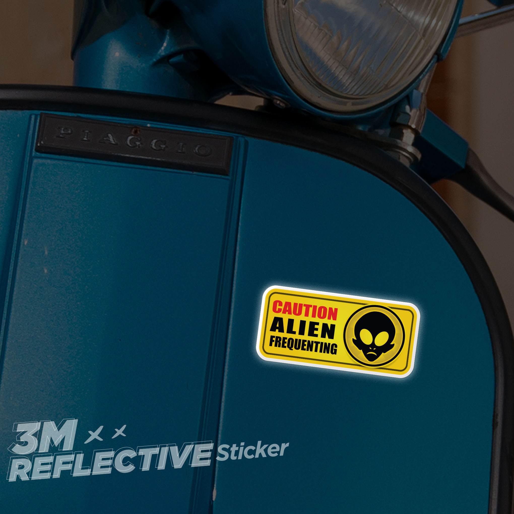 CAUTION ALIEN FREQUENTING 3M - Reflective Sticker Die-cut phản quang thương hiệu STICKER FACTORY