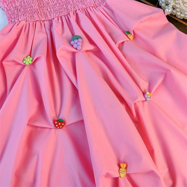 DIYIWEI Cô gái công chúa váy mùa hè 2023 phong cách phương Tây trẻ em thời trang rắn màu sling váy cô gái nhỏ lưới váy đỏ