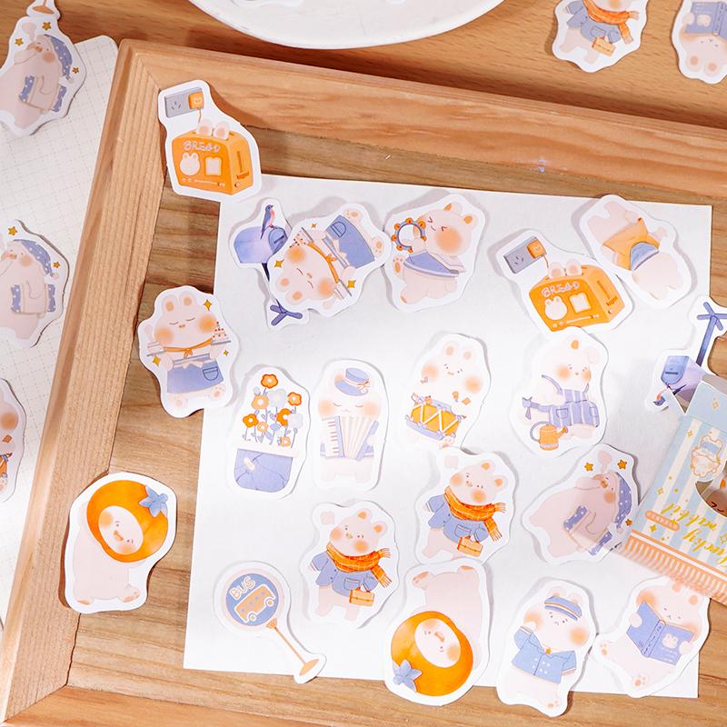 Hộp 45 hình dán sticker trang trí sổ tay hình chú thỏ Gigi Box Sticker ST236