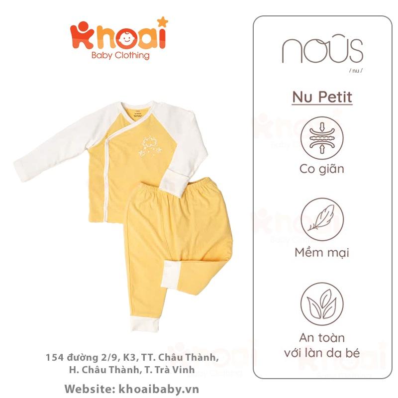 Bộ cài lệch Nous vàng hình ong và mây Newborn - Chất liệu Nu Petit 95% cotton thiên nhiên