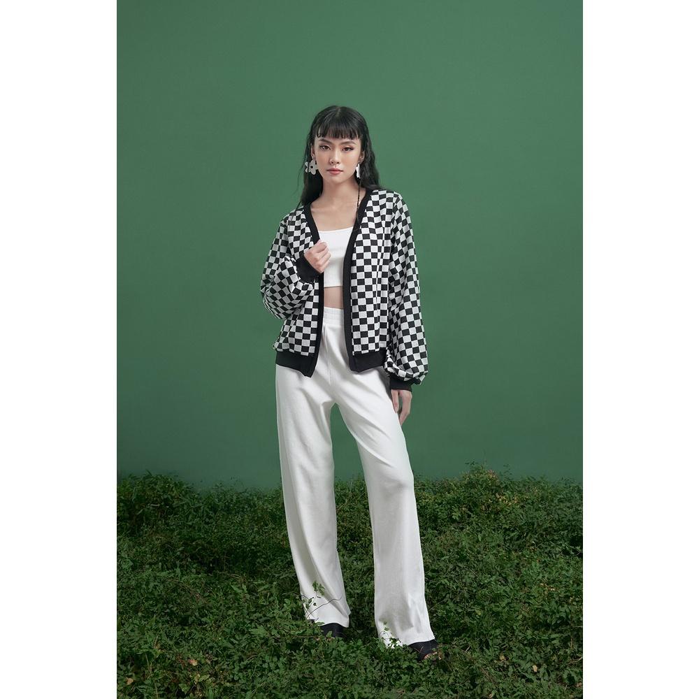 DOTTIE - Áo cardigan kẻ cô nữ đen T0460