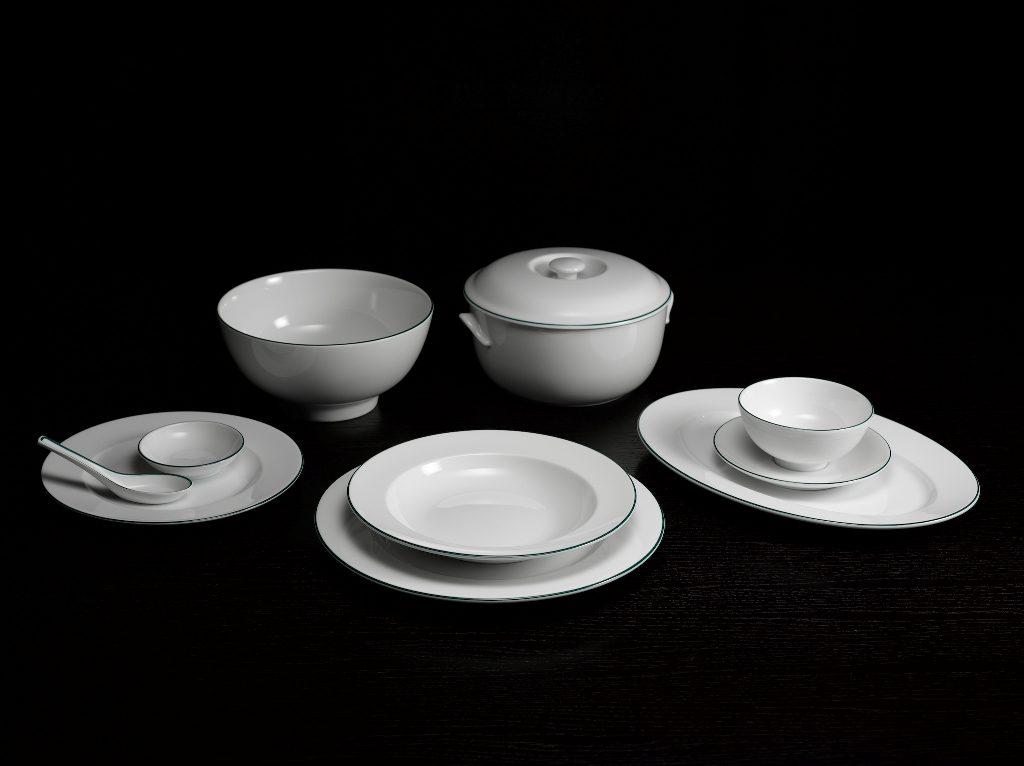 Dĩa tròn 25 cm - Jasmine - Chỉ xanh lá - Gốm sứ cao cấp Minh Long 1