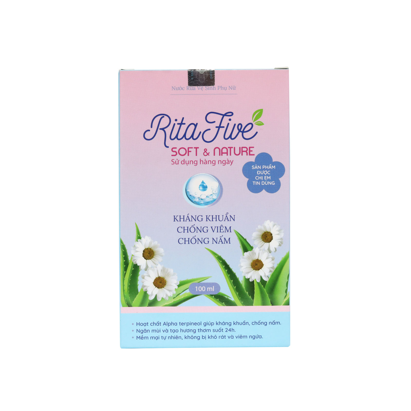 Dung Dịch Vệ Sinh Phụ Nữ Ritafive (100ml) - Mềm mại tự nhiên, ngăn ngừa viêm nhiễm, kháng khuẩn, chống nấm, ngăn mùi phụ khoa, giúp bạn tự tin trọn 24h