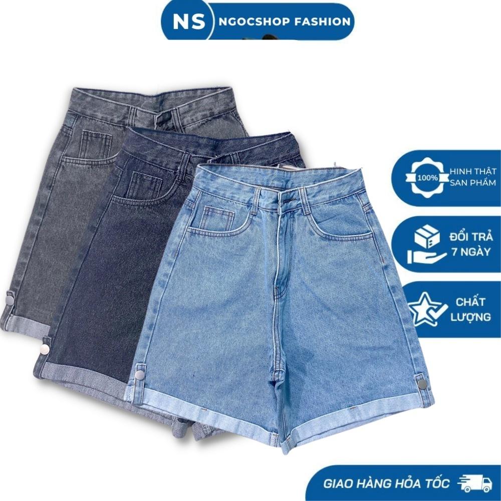Quần sort jean nữ xăn lai lưng cao- Quần ngố nữ