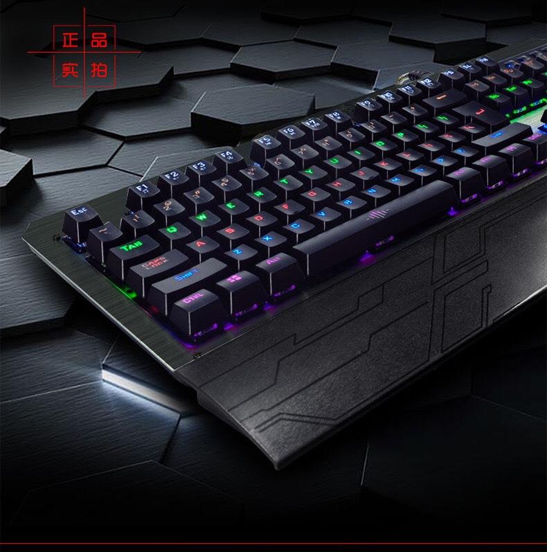 Người quản lý cửa hàng theo phong cách mới nhất khuyên dùng bàn phím cơ thực trò chơi trục xanh có đèn nền LED Quán cà phê Internet Quán cà phê Internet kim loại 104 vị trí phím