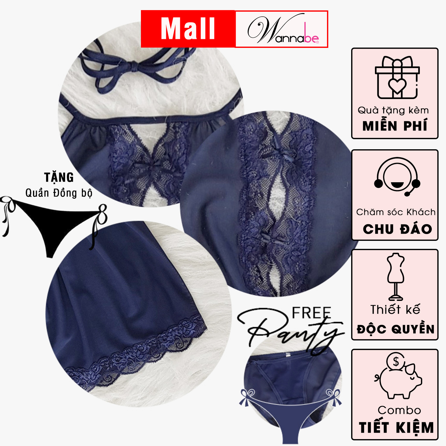 Đầm ngủ sexy Wannabe DNC11 kiểu dáng cổ yếm hở lưng gợi cảm