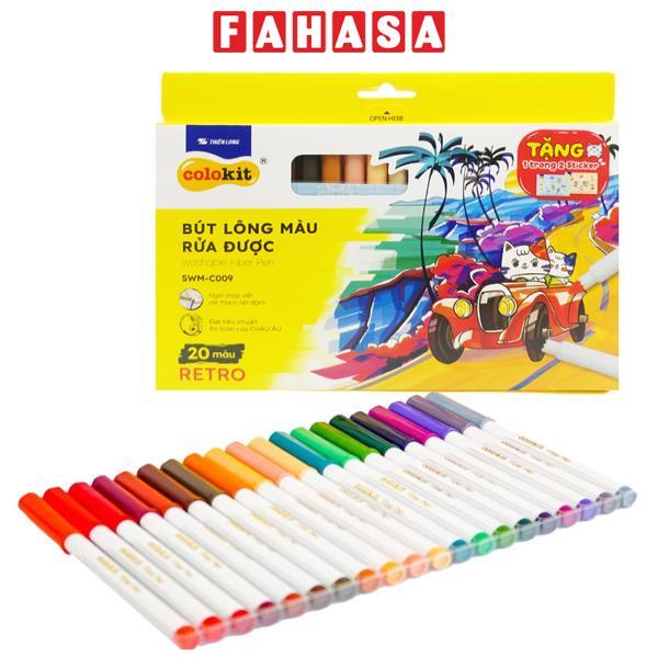 Hộp 20 Bút Lông Màu Rửa Được Washable Fiber Pen - Colokit SWM-C009