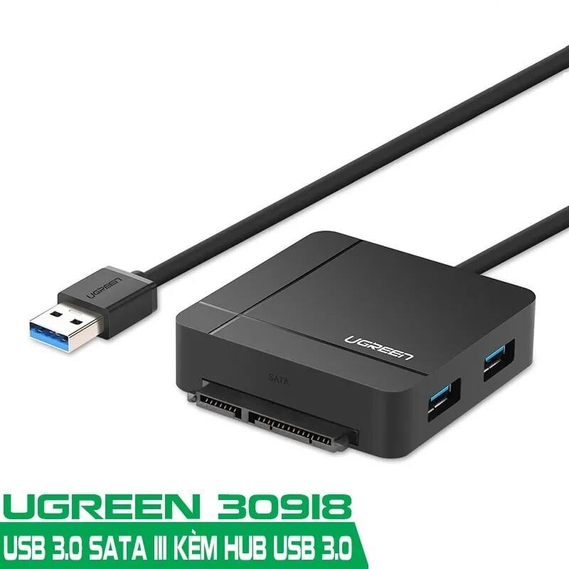 Ugreen UG30918US231TK 50CM màu Đen Bộ chuyển đổi USB 3.0 sang 2 USB 3.0 + SATA + SD TF cao cấp - HÀNG CHÍNH HÃNG