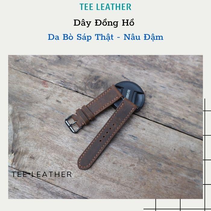 Dây da đồng hồ nam da bò Vintage-khâu tay thủ công size 18mm, 20mm, 22mm, 24mm - TEE LEATHER