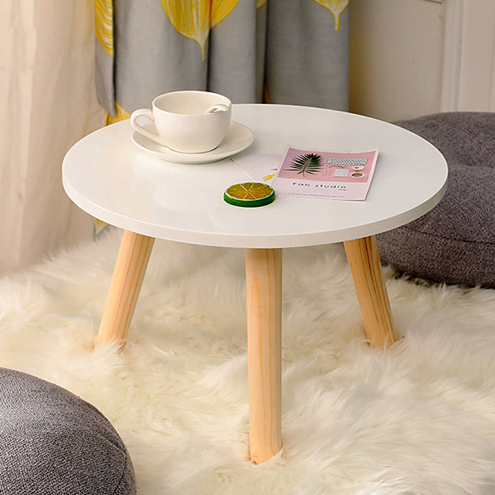 Bàn trà  tròn, bàn sofa HOLI ( BT01) tròn bệt, đường kính mặt bàn 60x60cm, chân gỗ sồi tự nhiên ( Màu Trắng