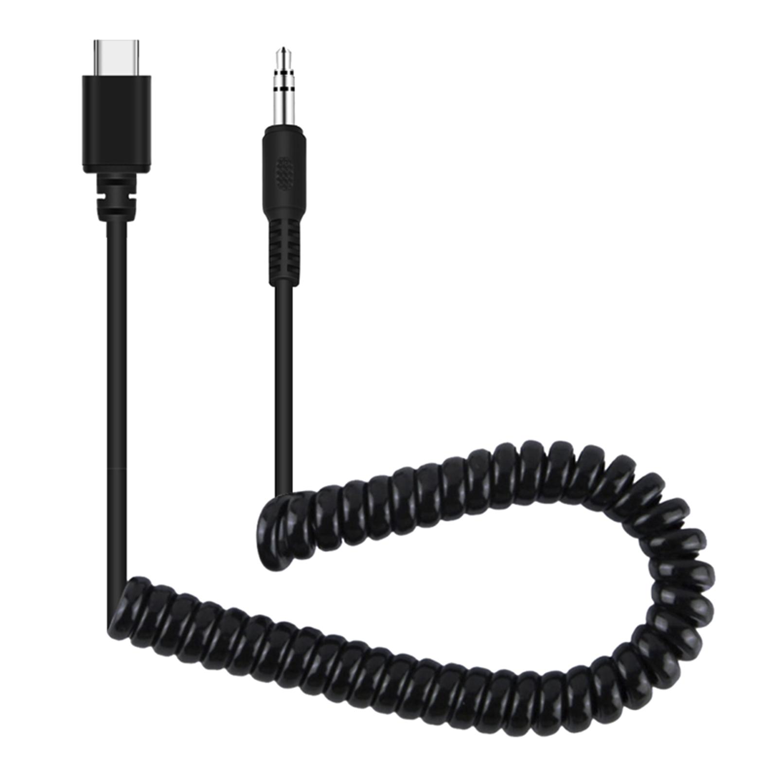Audio Cellphone 3.5mm TRRS to USB-C Male Live Microphone Audio Adapter Coiled Cord for Samsung Easy to Use 100cm
